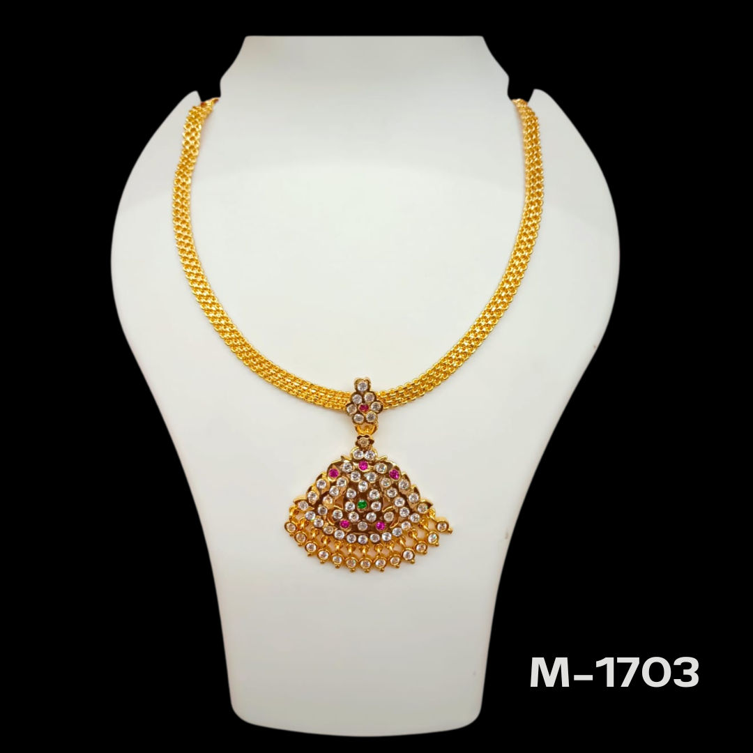 Elegant Gold-Plated Necklace with Grand Pendant – M-1703