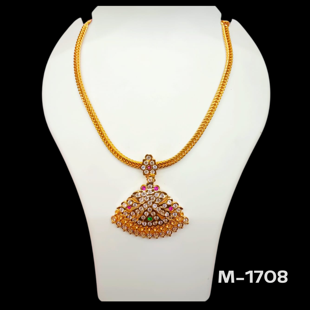 Radiant Gold-Plated Necklace with Stunning Pendant – M-1708