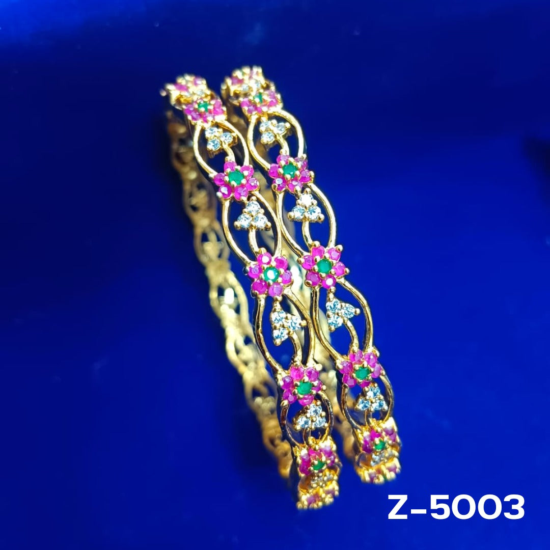 Elegant Floral Gold Bangles (Z-5003)