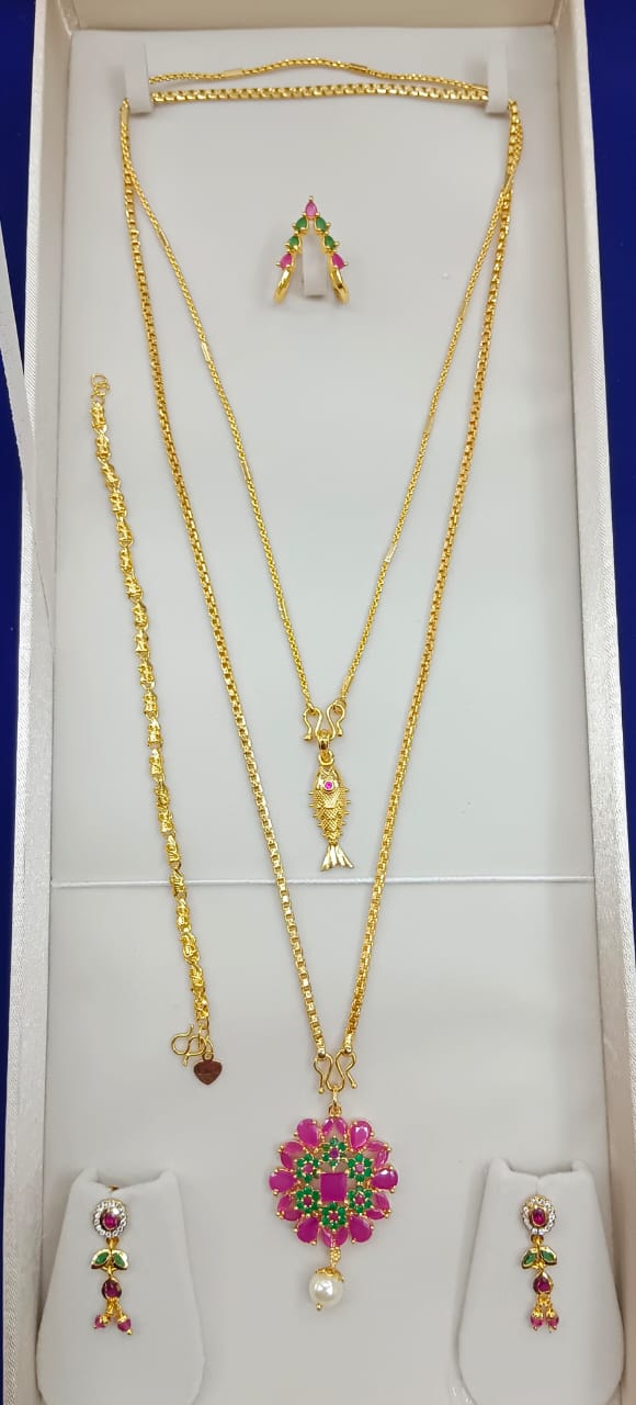 Elegant Gold-Plated Jewelry Combo – Necklace, Earrings & Rings CO-004