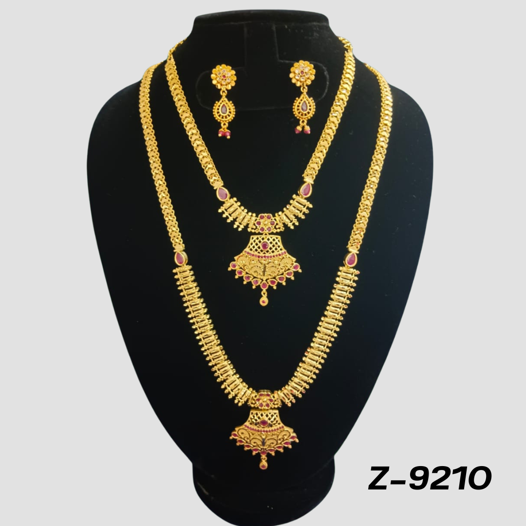 Traditional Gold-Plated Double Layer Necklace Set- Z-9210