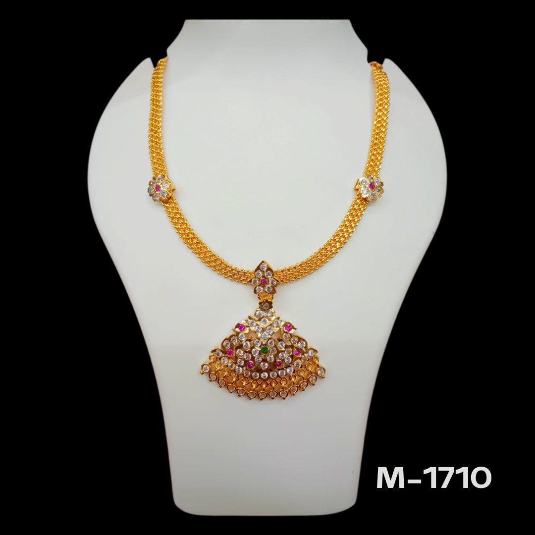 Majestic Gold-Plated Necklace with Floral Accents – M-1710