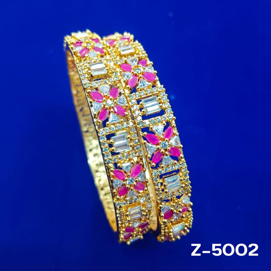 Radiant Ruby Floral Gold Bangles (Z-5002).