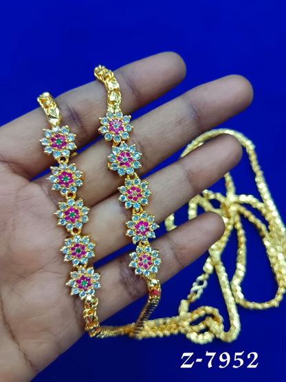 Exquisite Gold-Plated Floral Mugappu Chain - Z-7952